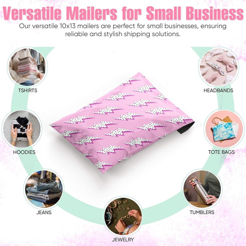 Package Mint 10x13 Poly Mailers – Lightning Bolt – Waterproof, Tear-Resistant Shipping Bags with Adhesive Seal – 50 Pack – - Image 4